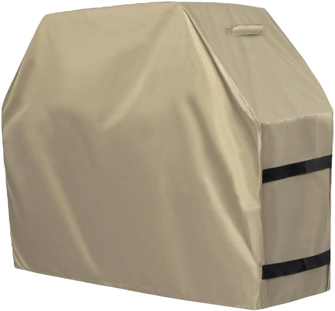 OutdoorLines Waterproof Heavy Duty BBQ Grill Cover - Universal Barbecue Grill Covers UV Resistant Barbeque Gas Grill Cover for Outdoor Outside Grill, 52L x 26W x 43H Inch, Camel