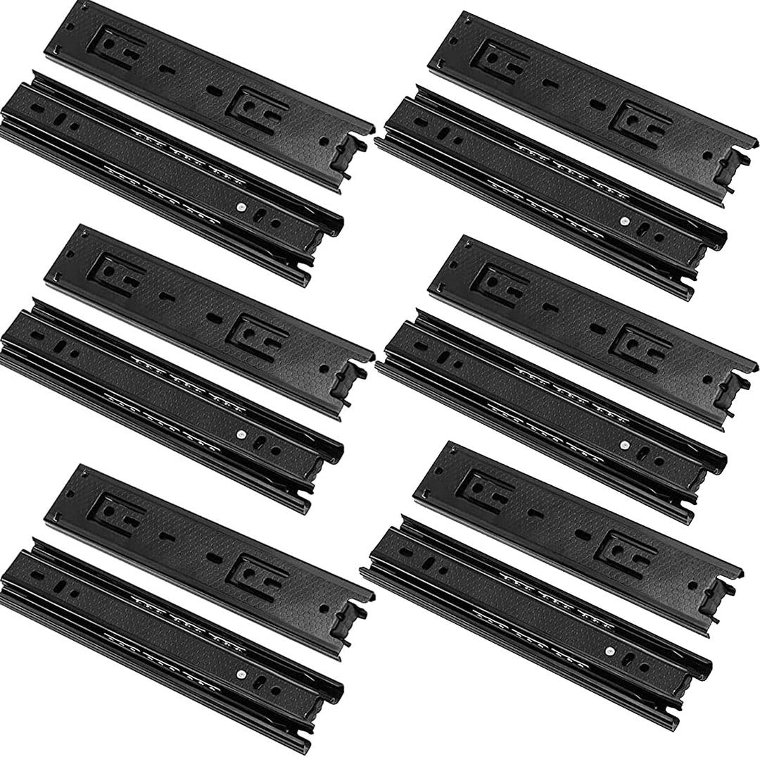 6 Pairs 8 Inch Drawer Slides, Side Mount Furniture Ball Bearing Drawer Slides with Mounting Screws for Cabinet, 110 lb Load Capacity, Black