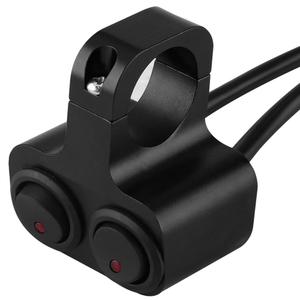 Motorcycle Handlebar Switch - CNC Aluminum Alloy Motorcycle Handlebar 1inch 25mm Headlight Spotlight Dual Switch Handlebar Double Control Button Switch