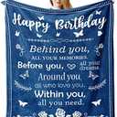 QUWOGY Birthday Gifts for Women/Men/Her/Him Blanket Blue 60"x50", Happy Bday Decorations Throw Blankets, Bday Gift Unique, Best Birthday Gift Ideas