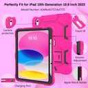 CCMAO Case for iPad 11-inch (A16) 2025/ iPad 10th Generation 2022 (10.9 Inch) with Durable Kickstand, Pencil Holder, Hybrid Heavy Duty Shockproof Protective Case for iPad 11/10 Gen, Pink+Black