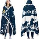 GEEMBI Birthday Gifts for Mom from Daughter or Son - Blue Mama Wearable Blanket Hoodie 47x72 in - Birthday Gifts for Women, Gift for Mother in Law, Mama Gift Ideas, Blanket for Mom (Blue - Bear Family)