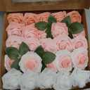 Ling's moment Artificial Flowers, 25Pcs 3" Roses in Shimmer Peach Shades, Realistic DIY Foam Floral Fill for Wedding Bouquets/Centerpieces, Outdoor Party Backdrops, Room/Table, Garden/Pot Decorations (Shades of Pink)