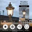 Outdoor Post Lights, Modern Exterior Lamp Posts Light Fixtures, Waterproof and Anti-Rust Aluminum Outside Pole Latern for Porch Patio Garden, Water Ripple Glass Lamp Shade, Black Finish