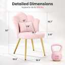 BestGlory Petal Makeup Vanity Chair with Back, Flower Chair Comfy No Wheels for Girls Women, Makeup Chair with Golden Metal Legs & Lumbar Pillow for Living Room/Makeup Room/Bedroom/Home Office - Pink, 19.7 inches x 19.7 inches x 33 inches