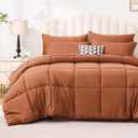 Love's cabin Twin Comforter Set Burnt Orange, 5 Pieces Twin Bed in a Bag, All Season Bedding Sets with 1 Comforter, 1 Flat Sheet, 1 Fitted Sheet, 1 Pillowcase and 1 Pillow Sham