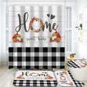 FZDHHY 4PCS Fall Bathroom Set Pumpkin Shower Curtain Set Thanksgiving Bathroom Decor Set Autumn Shower Curtains for Bathroom with 12 Hooks 72x72 inch (White Orange)