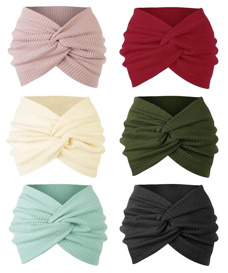 Wide Headbands for Women Non Slip Ribbed Knit Boho Turban Styled Headband Soft Elastic Hair Bands for Womens Hair Thick Head Wrap for Women Fashion Hair Accessories