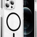 4 x DEERLAMN Magnetic Clear Case for iPhone 12/iPhone 12 Pro 6.1-Inch, [Compatible with Magsafe][Anti-Yellowing] Transparent Slim Shockproof Protective Phone Cover, Black