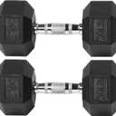 Fitvids Rubber Encased Hex Dumbbell with Anti-Slip Grip for Exercises and Fitness, Multiple Weight Options (30LBS, Black)