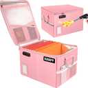 TOMKID 5200°F Fireproof Document Box, Fire Important Document Organizer with Lock, Upgraded Heat Insulated Filing Storage Cabinet Office Organization (5200°F Fireproof Box, Pink)