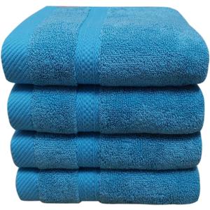 Mother-Earth 4 Pcs Turquoise Blue Fingertip Towels for Bathroom - 11 x 18 Inches, Extra Absorbent and Soft Terry Towels for Sensitive Skin, Quick Dry