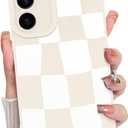 KANGHAR Compatible with Samsung Galaxy S25 Case Checkered -White | Silicone Cute Pattern, Camera Protection Soft Slim Phone Case for Girls Women