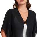 SURVODJA Womens Chiffon Cropped Cardigans Lightweight Sweaters Short Sleeve Bolero Shrugs for Dress (X-Large, Black)