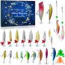Fishing Advent Calendar 2025, 24 Days Christmas Countdown Calendar with Fishing Lures Set, Christmas Gifts for Men Dad Teen Boys - Stocking Stuffers for Fishermen Pack of 2