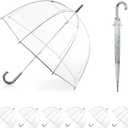 totes Adult Clear Bubble Umbrella with Dome Canopy, Lightweight Design, Wind and Rain Protection, Clear - 6pk, Adult - 51" Canopy