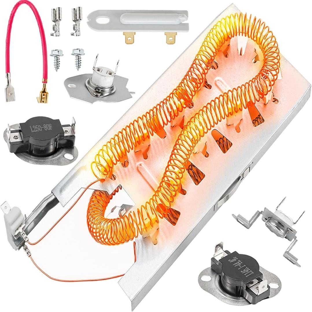 Heating Element Kit for Maytag (Bravos) Dryer MEDB765FW0, MEDB765FC0, MEDB835DW4, MEDB835DC4, MEDB855DC4, MED5630HW1, MEDX500XW0, MEDX700XW0 Heating Component Repair Replacement