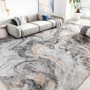 4x6 Washable Area Rugs for Living Room, Blue Modern Abstract Rug Entryway Kitchen Non Slip Throw Rug, Stain Resistant Carpet for Dining Room Playroom Bedroom, Pet & Kids Friendly (Grey)