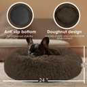 Dogs Bed for Small Dogs, Anti-Anxiety Washable Round Bed (Coffee, 24.0" L x 24.0" W x 8.0" Th)