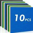Classic Baseplates Building Plates-Pack of 10 Large 10" x 10" Building Bricks, Compatible with All Major Brands and Activity Table, Perfect STEM Gift for Builders Age 3+ (Multicolored) (CLASSIC (NOT STICKY))