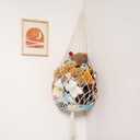Amdermi Novel Stuffed Animal Hammock Corner Hanging Net for Stuff Aniaml Storage Macrame Toy Display Plush Toy Holder-Perfect for The Tiny Space Walls, Large (Cream)