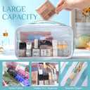 Kacctyen Clear Nylon Makeup Bag Preppy Cosmetic Bag Transparent Toiletry Pouch with Zipper Travel Skincare Toiletry Pouch Portable Cute Preppy Pencil Case for Girls Women School Stuff(Green Stripe)