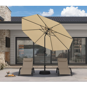 PURPLE LEAF Black Frame Outdoor Market Umbrellas Yard Tilting Patio Table Umbrella with Base
141x13.5x13.5cm