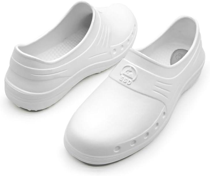 Women Slippers, Non Slip Work Shoes, Waterproof, Oil Resistant and Anti-Static, Suitable for Hospital Doctors, Nurses, Kitchen, Laboratory, Healthcare Or Home Use (7 Women/5 Men, White)