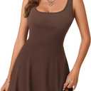 LYANER Women's Square Neck Sleeveless A Line Ruffle Hem Workout Shorts Jumpsuit Romper, Large