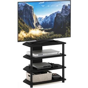 Furinno Turn-N-Tube Easy Assembly 4-Tier Petite Entertainment Center / TV Stand / TV Unit / TV Desk, Blackwood