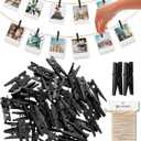 Mini Clothes Pins Wooden Clothespins for Photo 1 Inch 150 PCS Tiny Wood Clips Close Pins for Baby Clothing Hanging Classroom Crafts (Black)