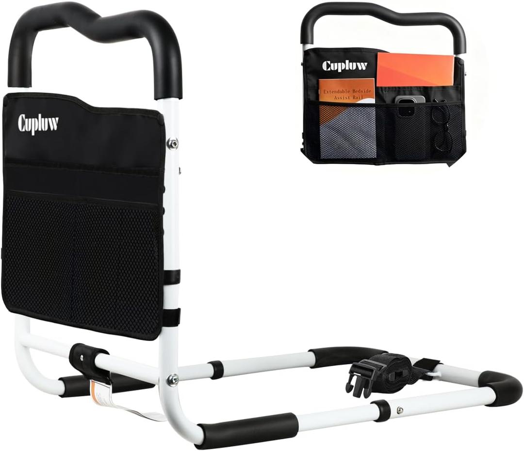 Cupluw Extra Wide 16'' Bed Rails for Elderly Adults Safety, 16 CFR Part 1270 Approved Adjustable Bed Cane, Bed Assist Rail Load 350lb, Ergonomic Non-Slip Handle for King/Queen/Full/Twin Bed