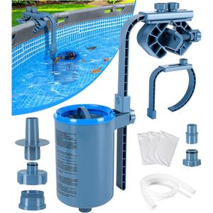Above Ground Pool Skimmer Comes with 3 Skimmer Socks | Wall Mount Surface Skimmer-Adjustable Height Bracket | Floating Pool Skimmer Removable Skimmer Basket, Auto Skimming Pool Surface Debris