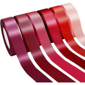 150 Yards Red Satin Ribbon 1-1/2 Inch 6 Rolls Assortment Ribbons for Crafts Gift Wrapping Flower Bouquet Wedding Invitations Birthday Party Festival Decoration Hair Bows