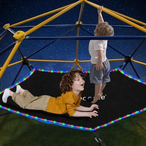 Climbing Dome Hammock with Light, Accessory for Climbing Dome, fits 10 x 5 ft Climbing Dome, with Light Canopy Bearing 300 LBS. (Hammock only, Batteries6)
