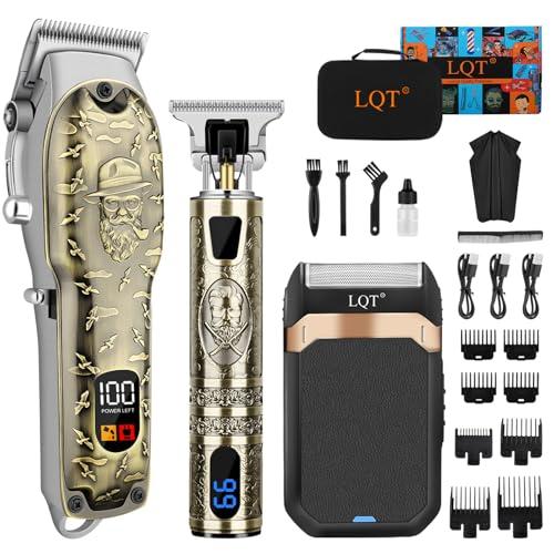 LQT Professional Hair Clipper Set for Men Electric Shaver Razor Cordless Hair Cutting Barber Clippers Beard Trimmer Men’s Grooming Kit Gifts for him (Bronze)