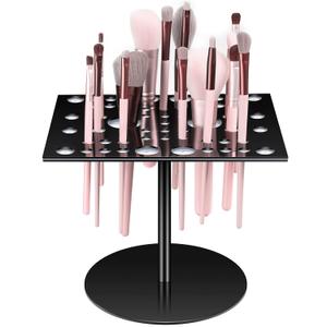 Jetec Acrylic & Silicone Drying Rack for 54 Makeup Brushes, Collapsible, Portable (Black)
