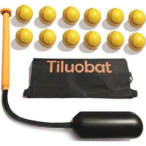 The Yellow Baseball Rope Swing Training bat Comes with 12 Training Balls and 1 bat