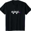 9th Birthday Shirt Girl 9 Year | Age 9 Nine Party Ideas Pink T-Shirt (Black, M)