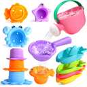 Fajiabao Baby Bath Toys for Kids Ages 1-3 Toddler Bath Toys Mold Free for 2-4 Bathtub Sand Beach Pool Water Toys for 1+ Year Old Girl Gifts 9 PCS (Color Random)
