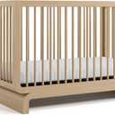 Storkcraft Santorini Deluxe 5-in-1 Convertible Crib with Bonus Toddler Guardrail (Driftwood)  GREENGUARD Gold Certified, Toddler Guardrail Included in Box, Fits Standard Crib Mattress
