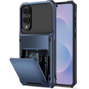 COOYA Wallet Case for Samsung Galaxy S25 Edge 6.7'' Navy, 3-5 Credit Cards Holder, Slot Flip Cover Back Pocket, Dual Layer Protective Hard Shell+Soft TPU Rubber Inner, Bumper Armor, Non-Slip, Women