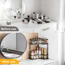 2-Tier Corner Bathroom Counter Organizer, Space Saving Black Vanity Countertop Shelf for Toiletries, Skincare & Makeup, Sturdy Stainless Steel Standing Rack for Bathroom Storage & Kitchen Spices