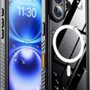 Temdan Compatible with iPhone 16 Case Waterproof, Compatible with MagSafe Built-in Screen & Camera Protector IP68 Underwater Full Body 16FT Military Dropproof Shockproof Phone Case 6.1"-Black