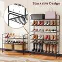 Metal Shoe Rack, 3 Tier Closet Shoe Organizer Sturdy Stackable, Shoe Storage Stand for Entryway, Garage, Bedroom, Black