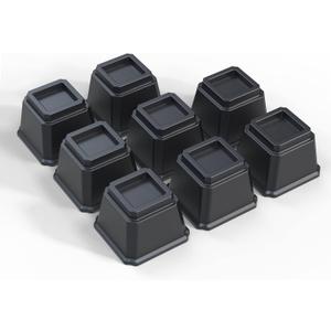 Bed Risers 4 Inch Heavy Duty, Furniture Risers for Bed Frame, Couch, Desk, Chair, Lifts Up to 1,500 lb, Set of 8, Black