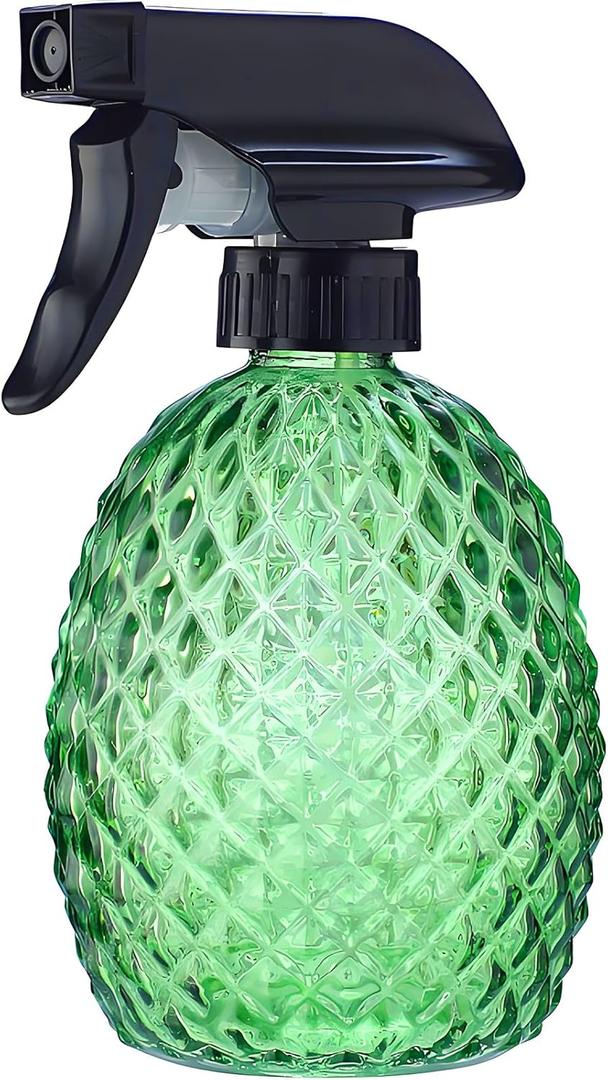 Glass Plant Mister Water Spray Bottle 12oz, Green Mist Spray Bottle for Inside Plants, Hair, Cleaning, Essential Oils, Cats