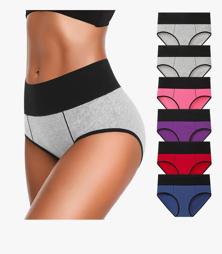 Eiggam Underwear for Women Cotton High Waist Panties Full Coverage Briefs Soft Strech Ladies Breathable Panties-Multi Pack XXL