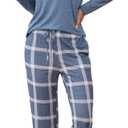 Difficort Womens Pajama Sets Long Sleeve Sleepwear Soft Pjs Nightwear Lounge Sets with Pockets (L)