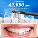Electric Toothbrush for Adults and Kids, Comes with 10 Brush Heads & Travel Case, 5 Modes with 2 Minutes Built in Smart Timer, One Charge for 90 Days, 42,000 VPM Motor (Black-white)